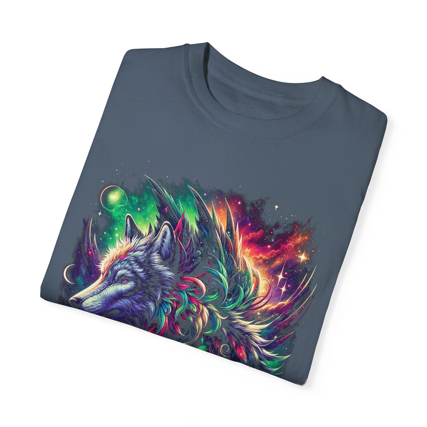 Galactic Wolf Spirit T-Shirt - Vibrant Unisex Cotton Tee