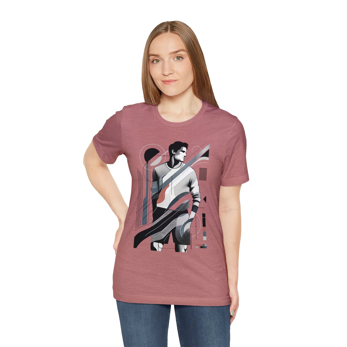 Stylish Man's Abstract Elegance Tee - Modern Art Cotton Top