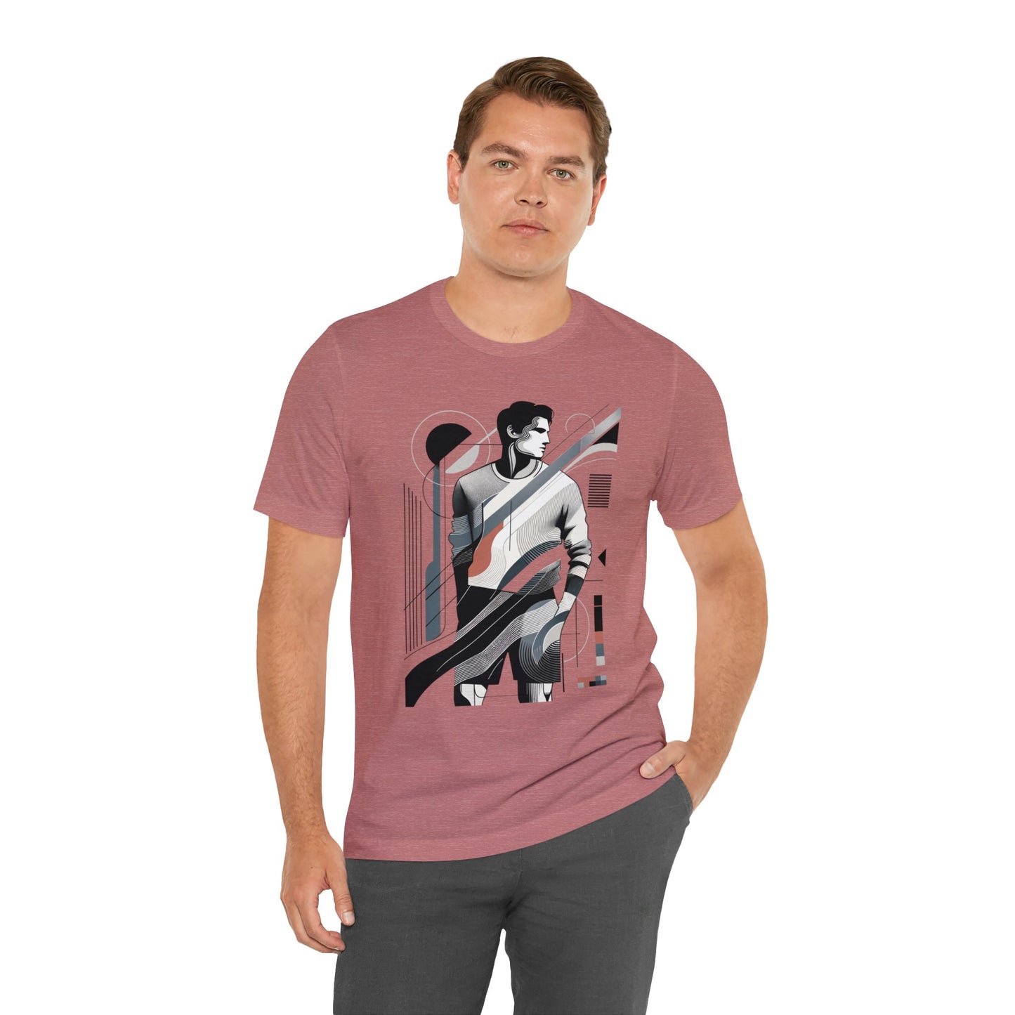 Stylish Man's Abstract Elegance Tee - Modern Art Cotton Top