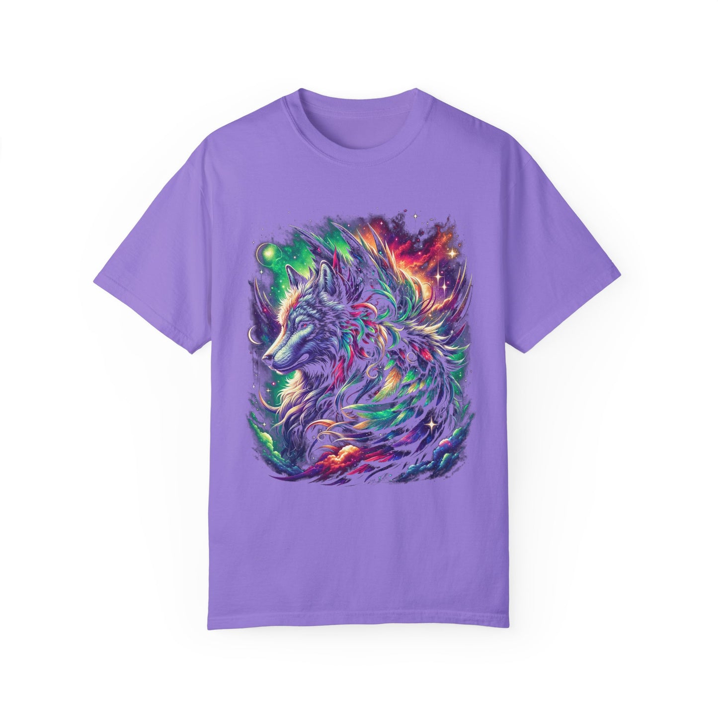 Galactic Wolf Spirit T-Shirt - Vibrant Unisex Cotton Tee