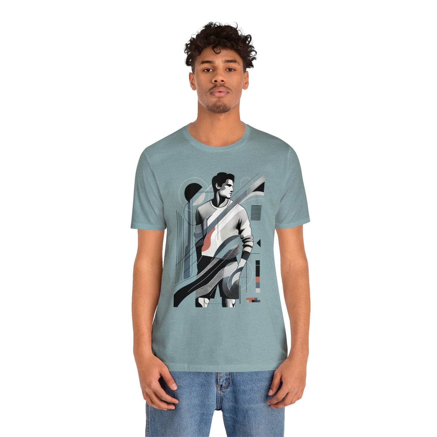 Stylish Man's Abstract Elegance Tee - Modern Art Cotton Top