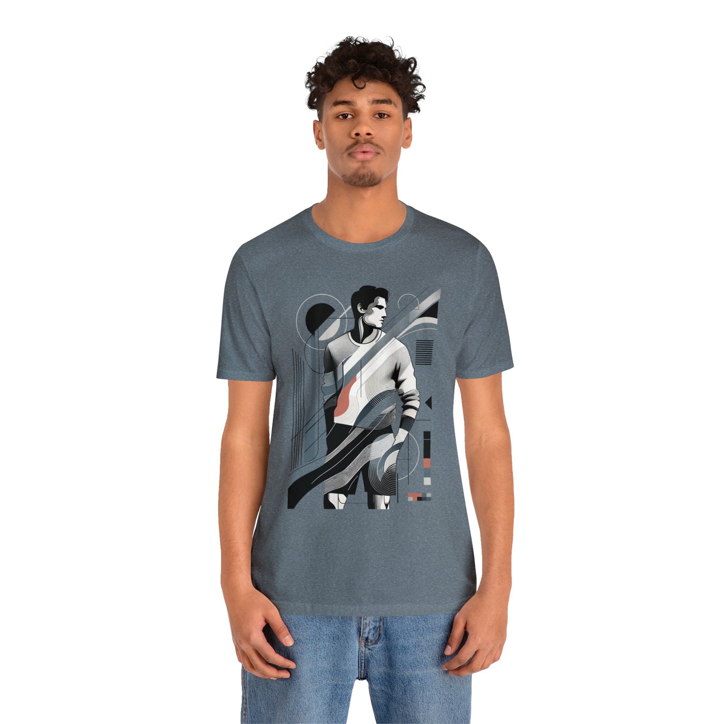 Stylish Man's Abstract Elegance Tee - Modern Art Cotton Top