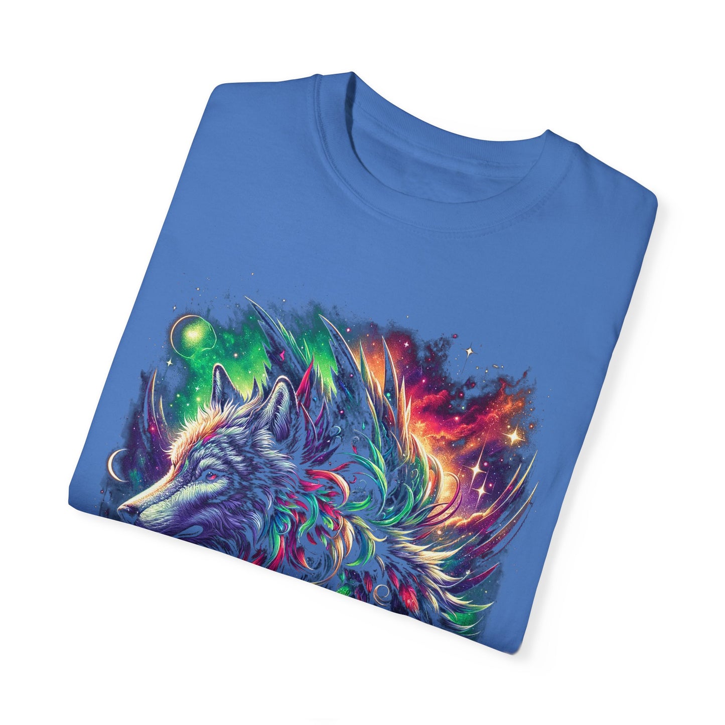 Galactic Wolf Spirit T-Shirt - Vibrant Unisex Cotton Tee