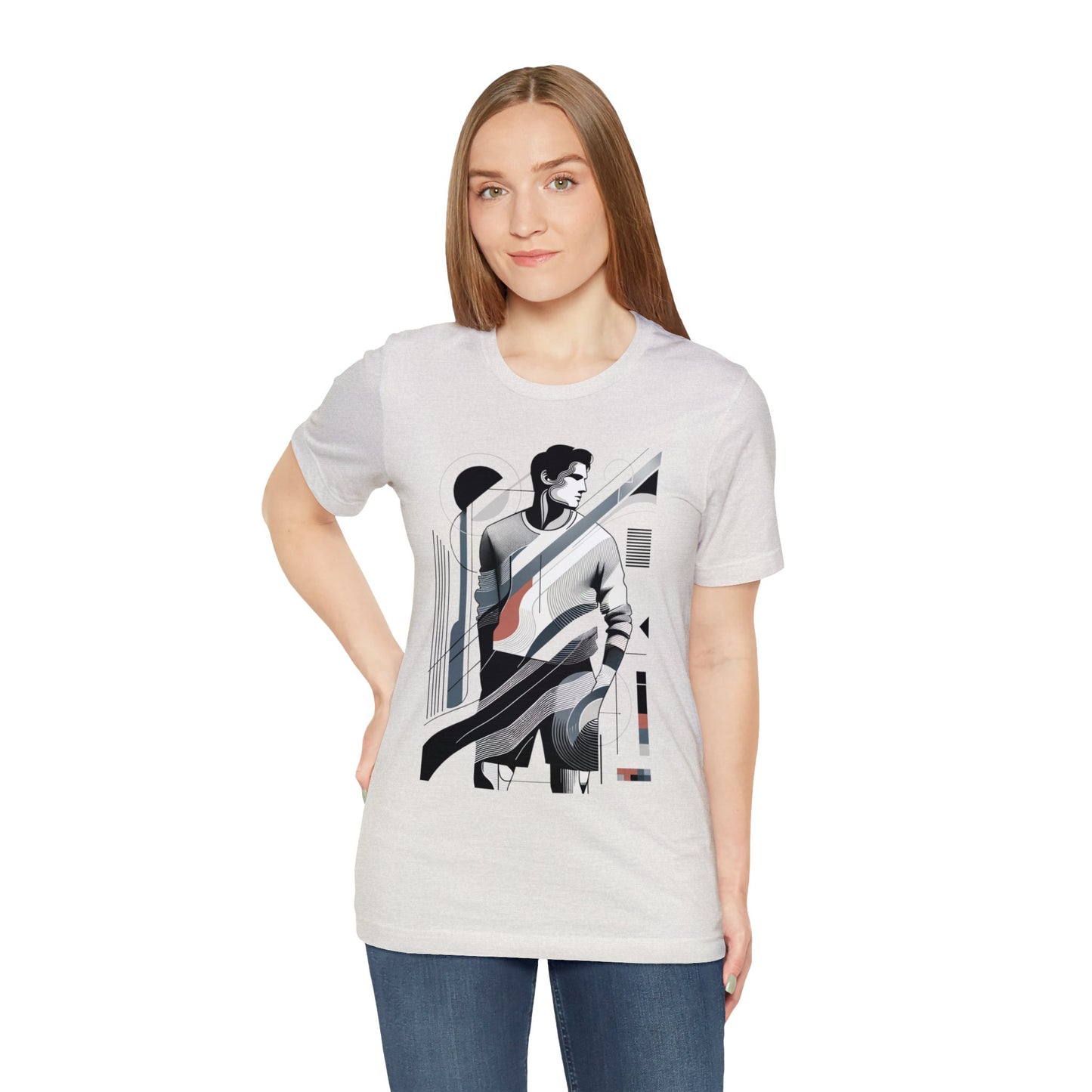 Stylish Man's Abstract Elegance Tee - Modern Art Cotton Top