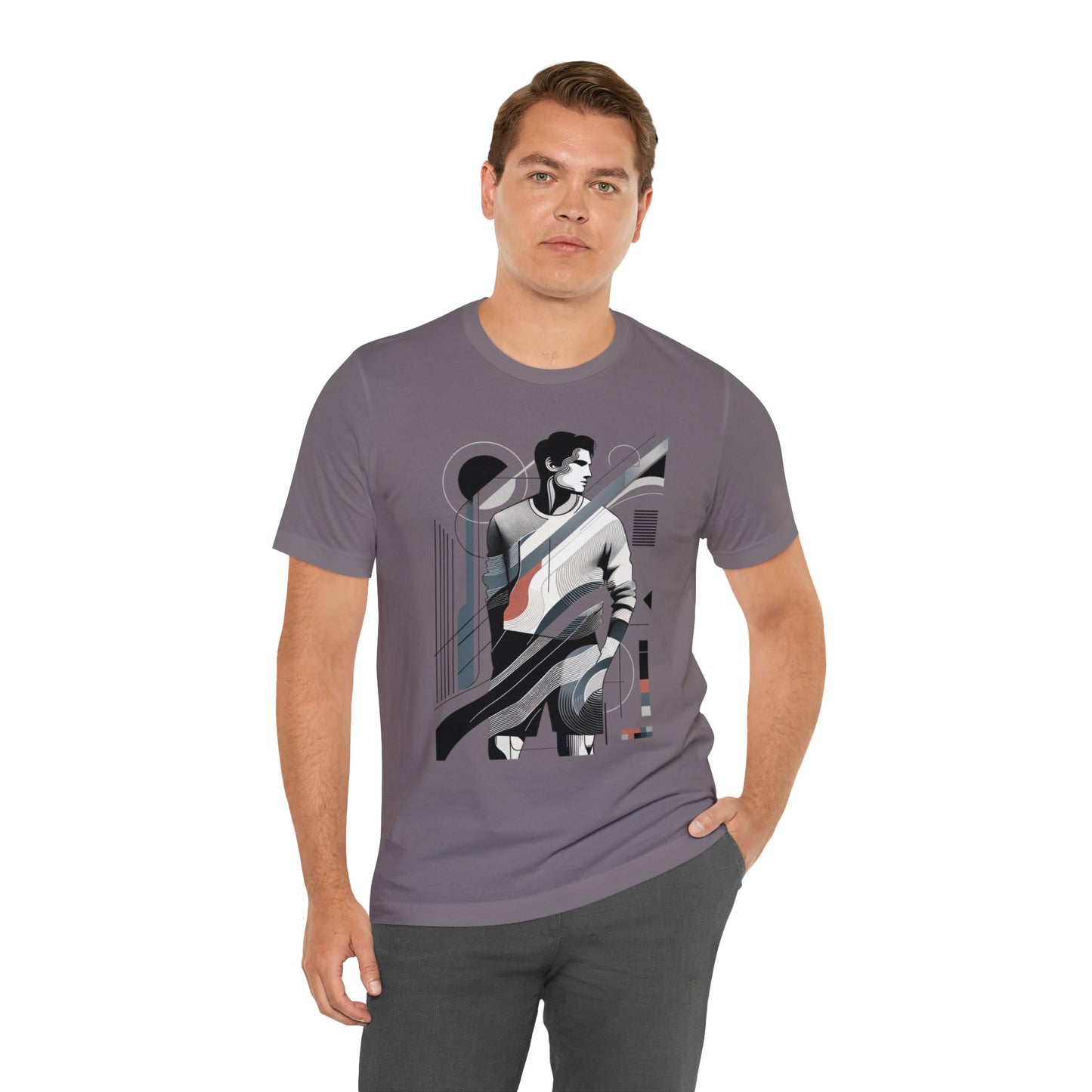 Stylish Man's Abstract Elegance Tee - Modern Art Cotton Top