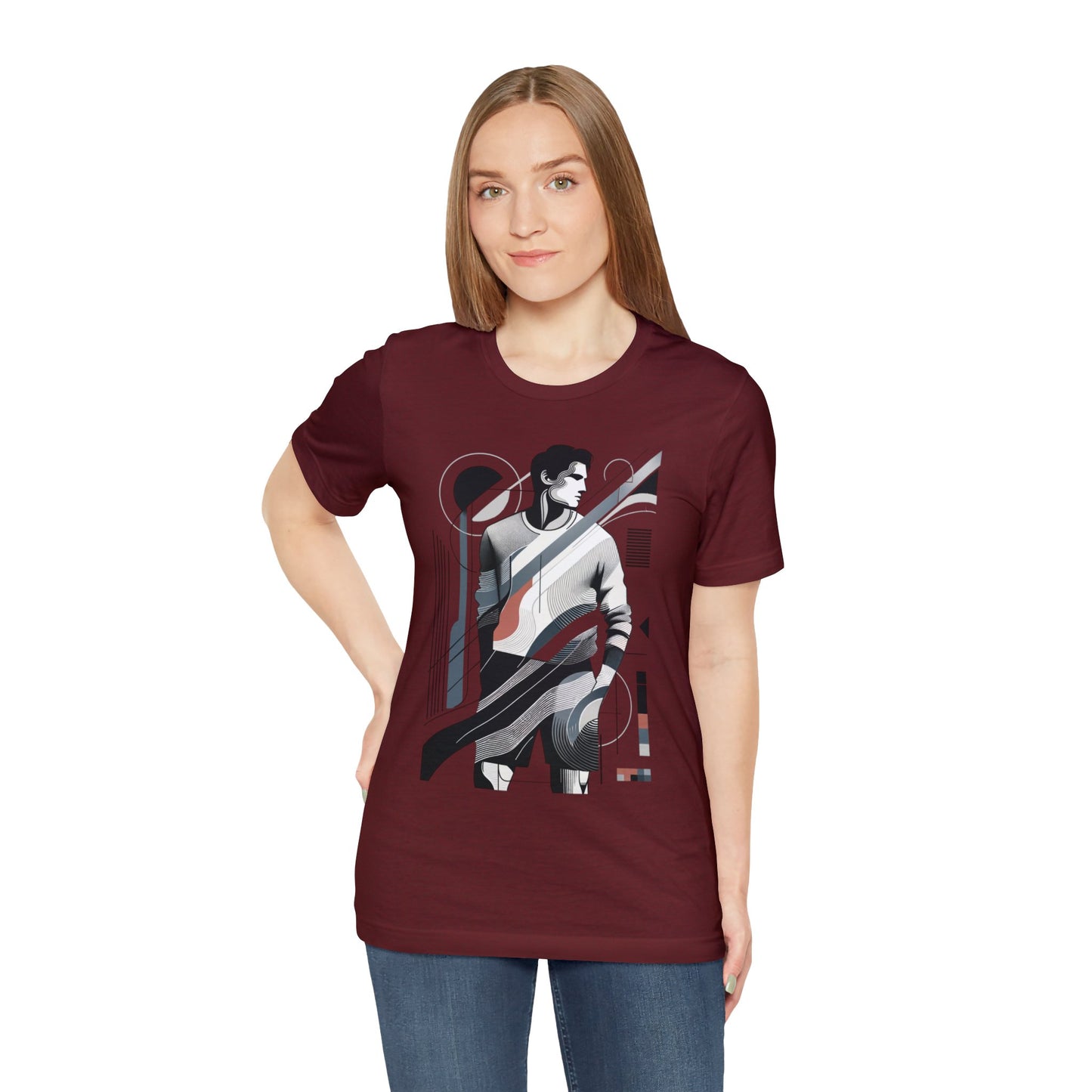 Stylish Man's Abstract Elegance Tee - Modern Art Cotton Top