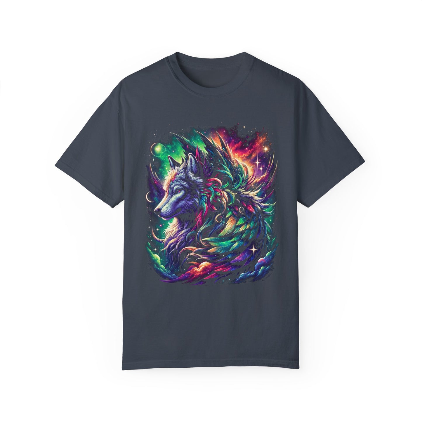 Galactic Wolf Spirit T-Shirt - Vibrant Unisex Cotton Tee