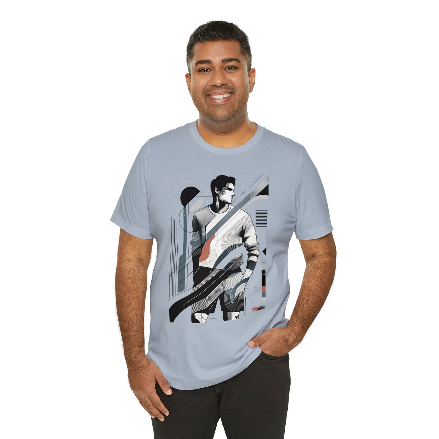 Stylish Man's Abstract Elegance Tee - Modern Art Cotton Top