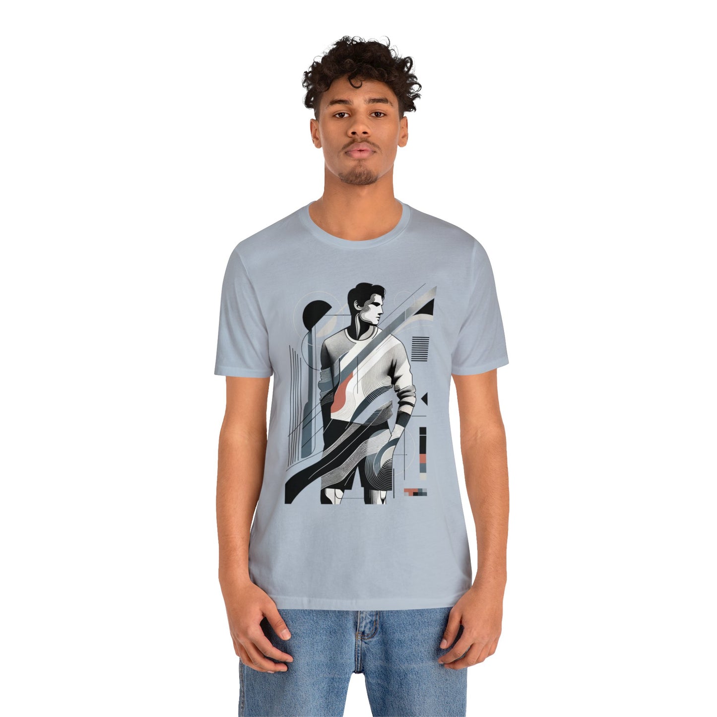 Stylish Man's Abstract Elegance Tee - Modern Art Cotton Top