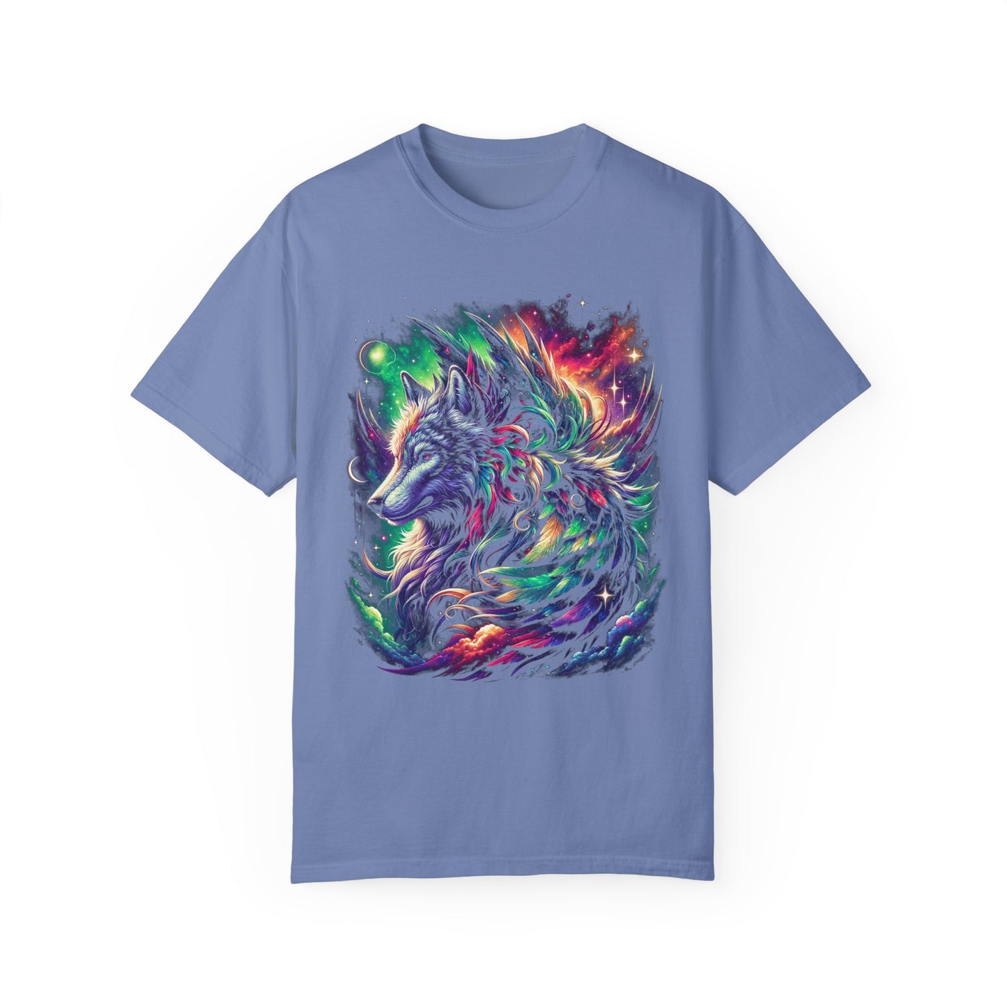Galactic Wolf Spirit T-Shirt - Vibrant Unisex Cotton Tee