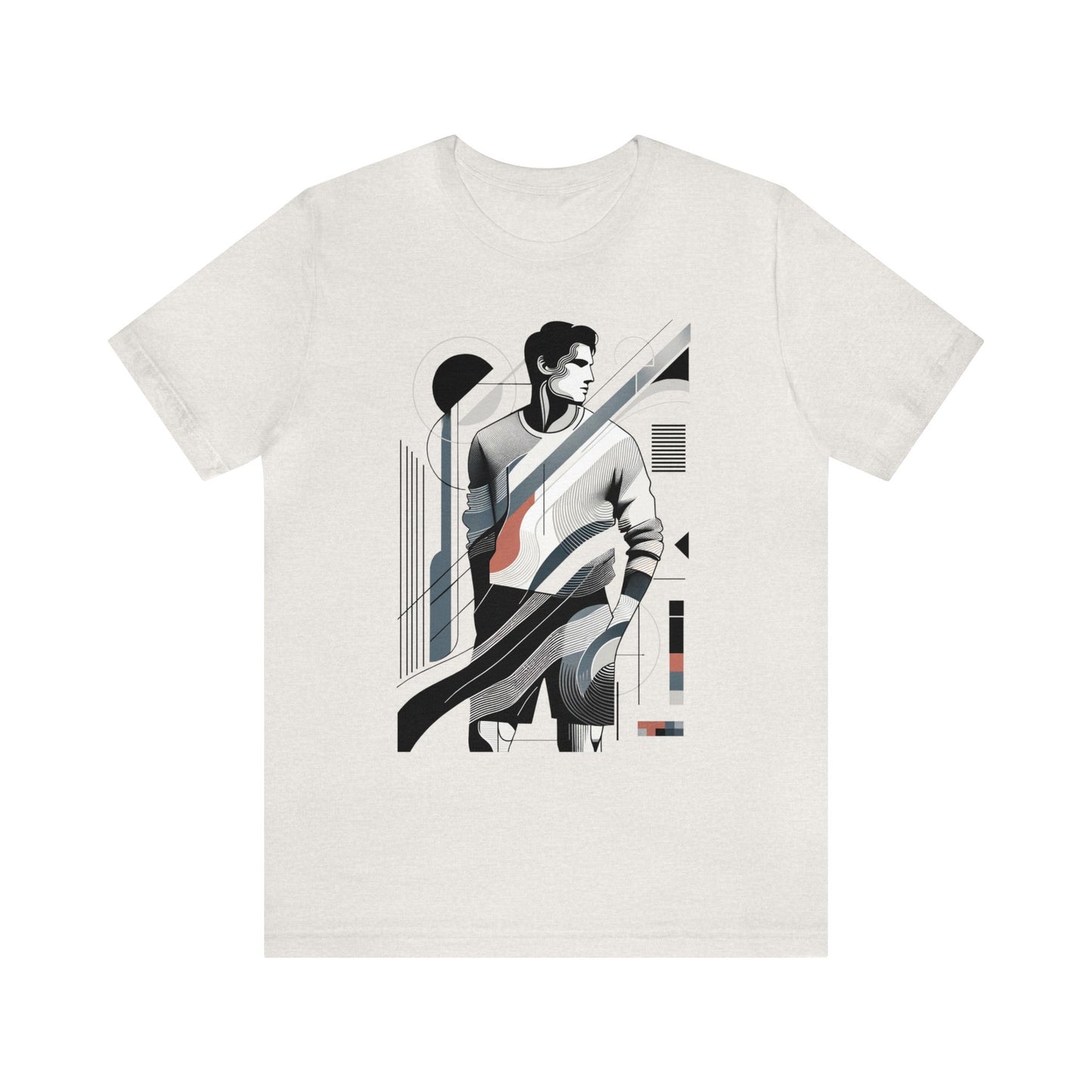 Stylish Man's Abstract Elegance Tee - Modern Art Cotton Top