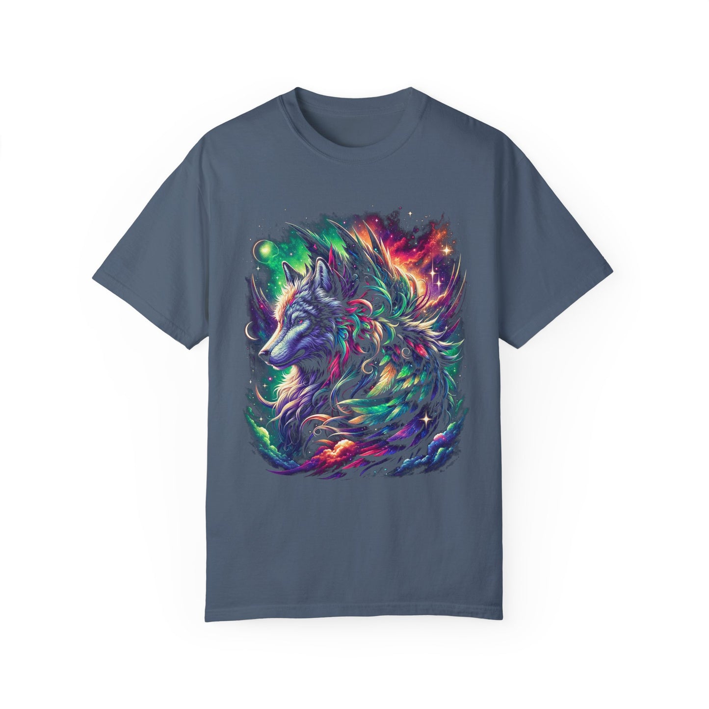 Galactic Wolf Spirit T-Shirt - Vibrant Unisex Cotton Tee