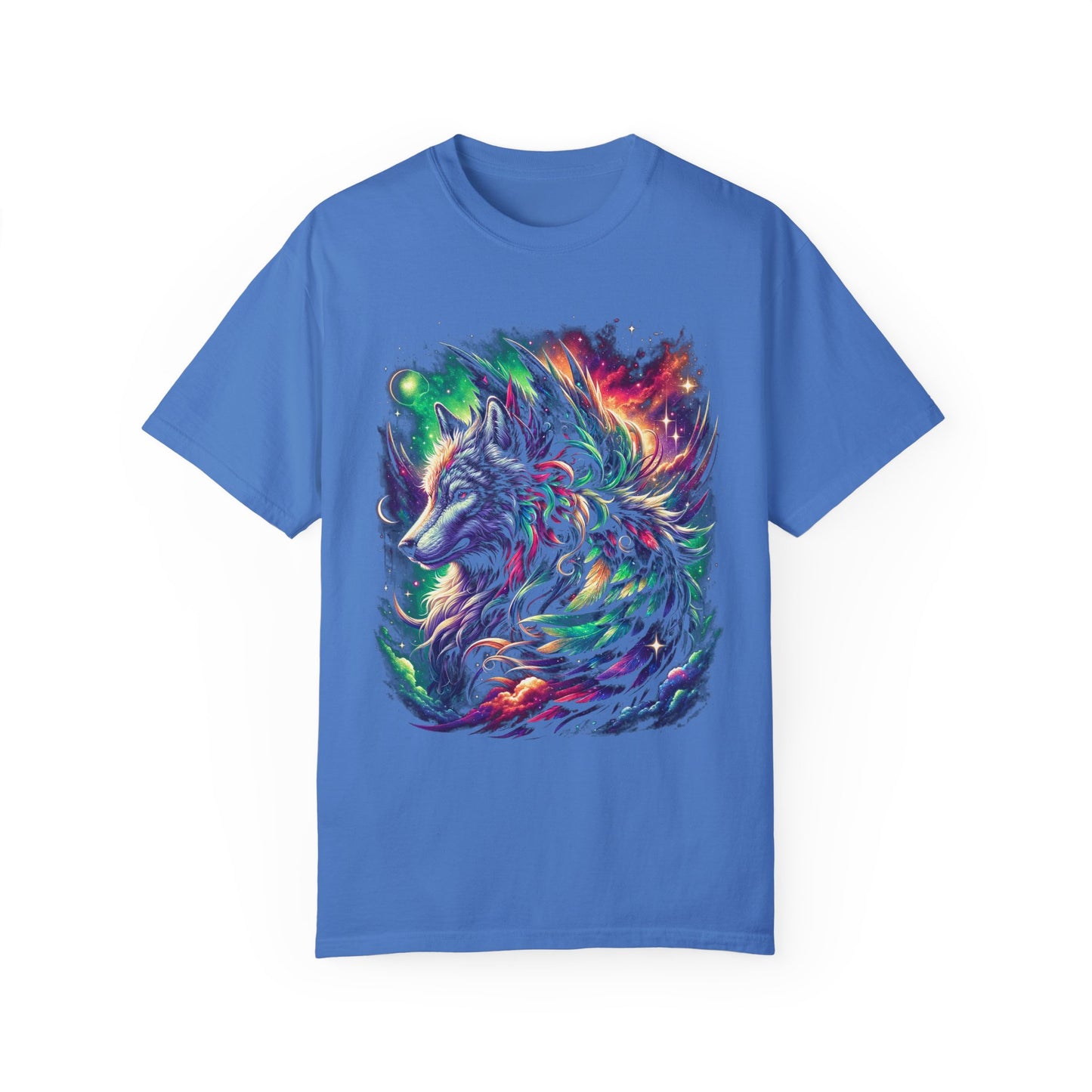 Galactic Wolf Spirit T-Shirt - Vibrant Unisex Cotton Tee