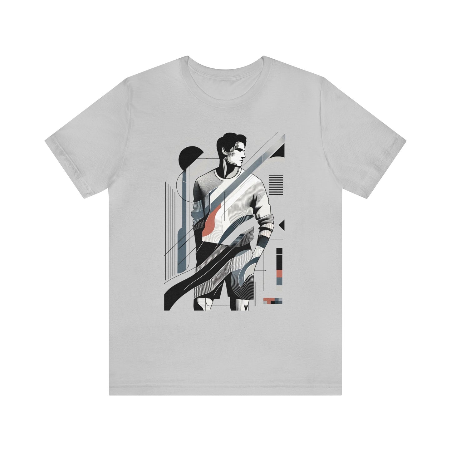 Stylish Man's Abstract Elegance Tee - Modern Art Cotton Top