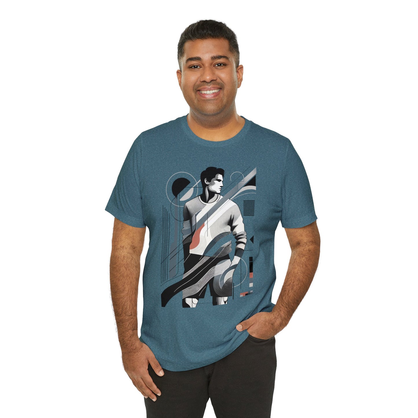 Stylish Man's Abstract Elegance Tee - Modern Art Cotton Top