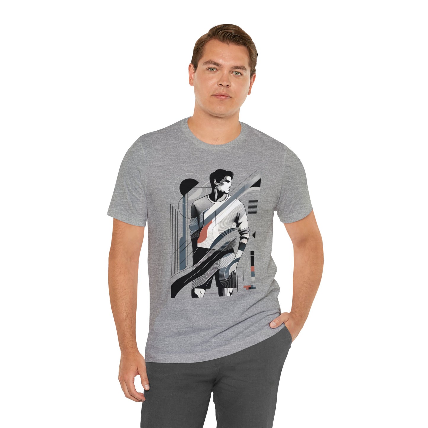 Stylish Man's Abstract Elegance Tee - Modern Art Cotton Top