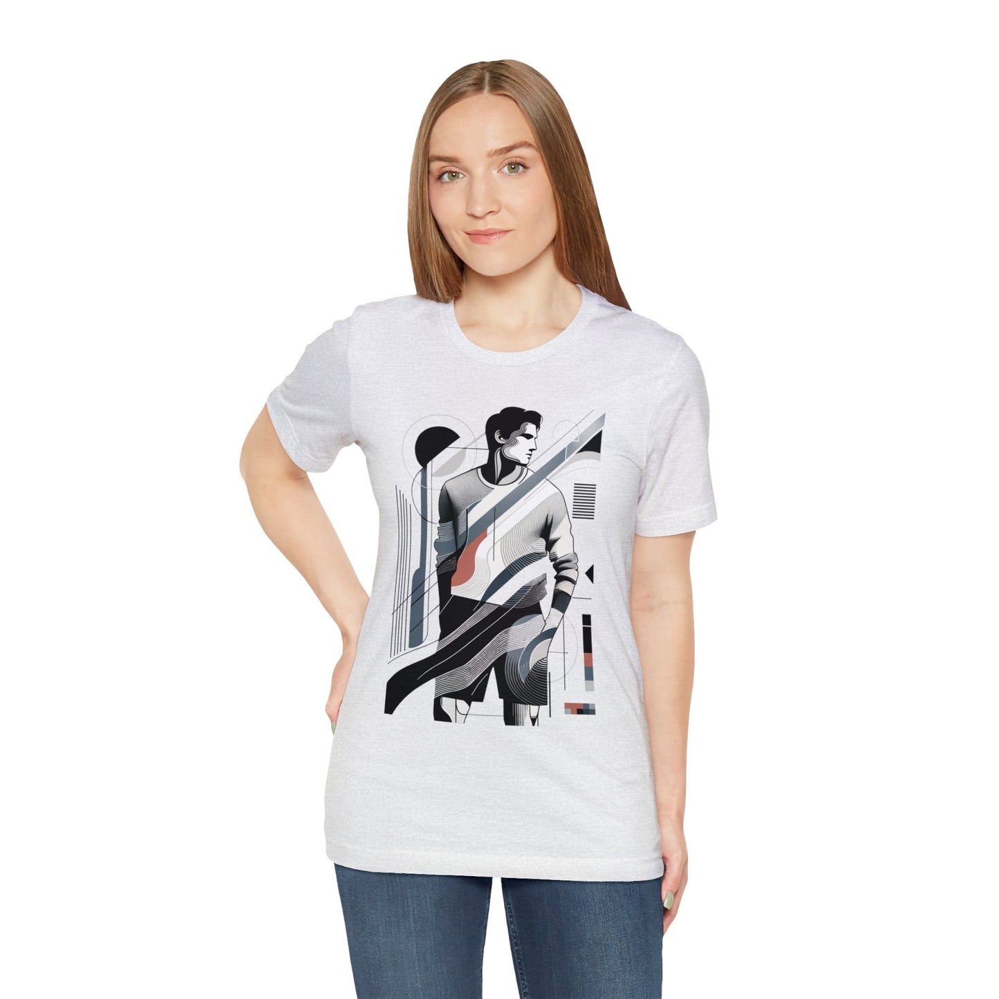 Stylish Man's Abstract Elegance Tee - Modern Art Cotton Top