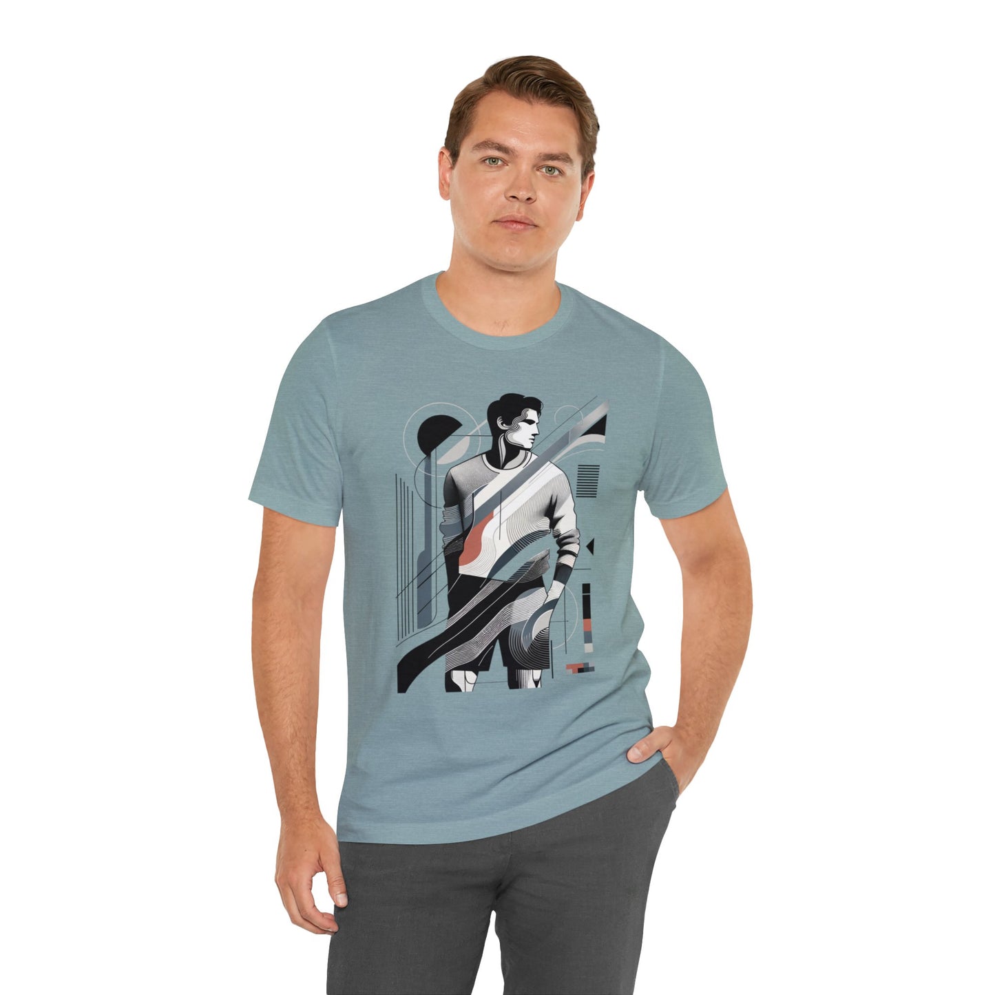 Stylish Man's Abstract Elegance Tee - Modern Art Cotton Top