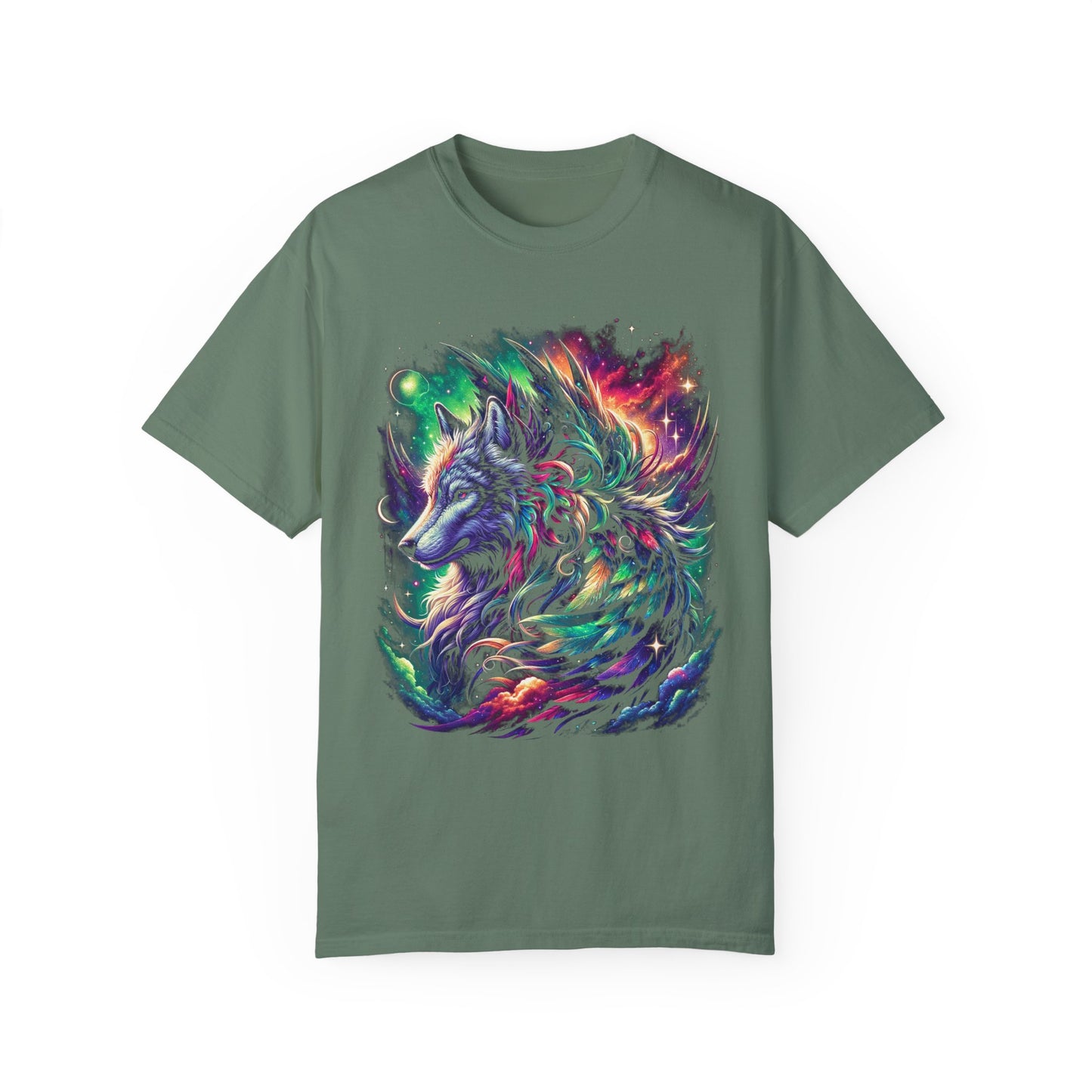 Galactic Wolf Spirit T-Shirt - Vibrant Unisex Cotton Tee