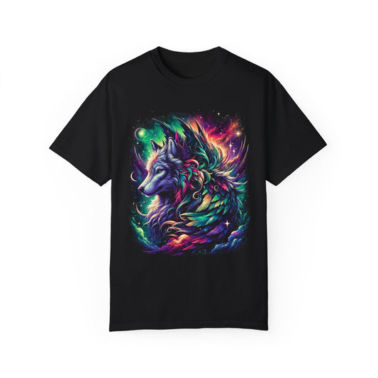 Galactic Wolf Spirit T-Shirt - Vibrant Unisex Cotton Tee