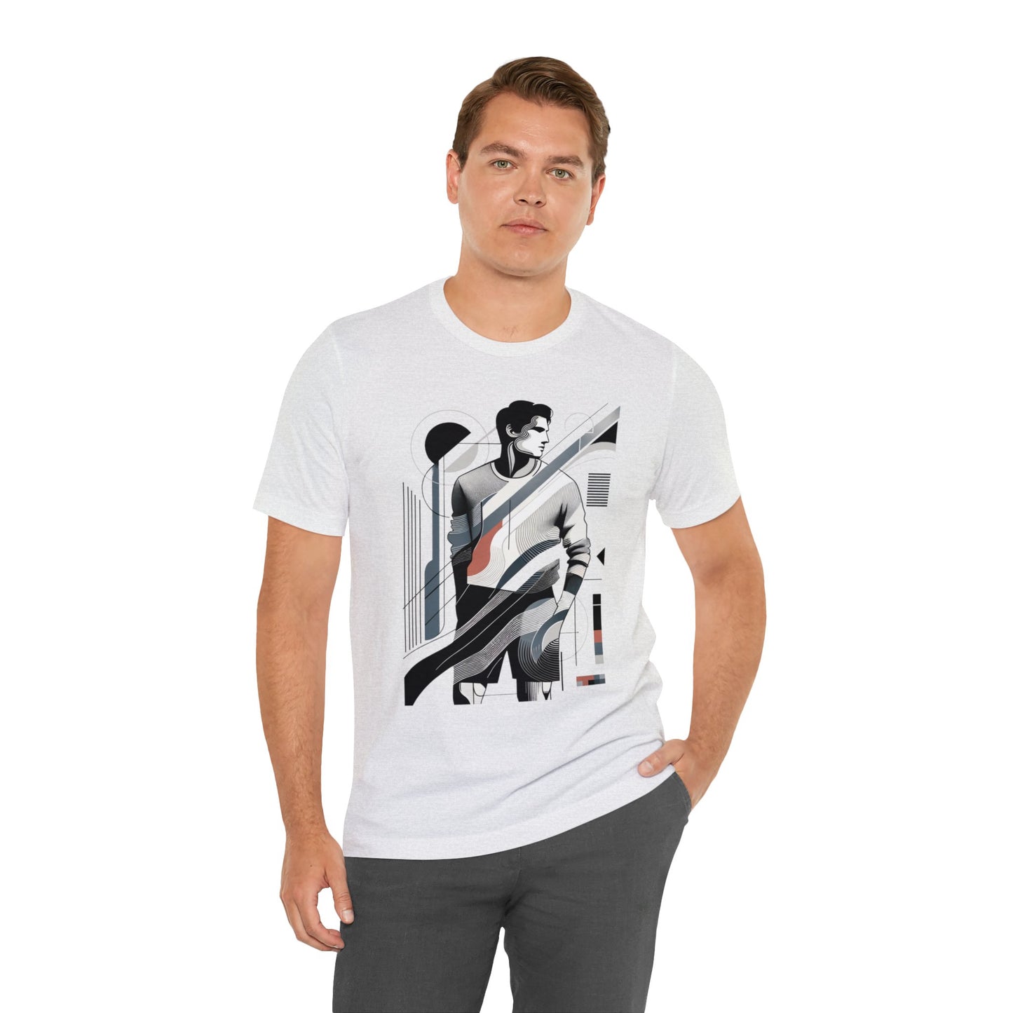 Stylish Man's Abstract Elegance Tee - Modern Art Cotton Top