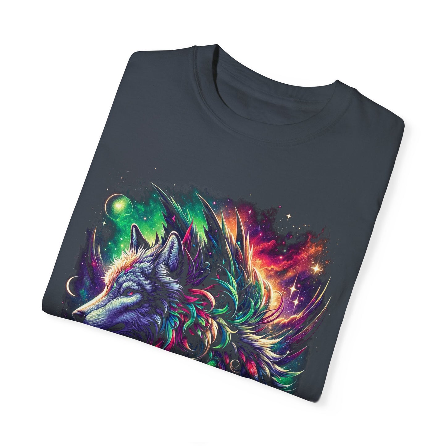 Galactic Wolf Spirit T-Shirt - Vibrant Unisex Cotton Tee