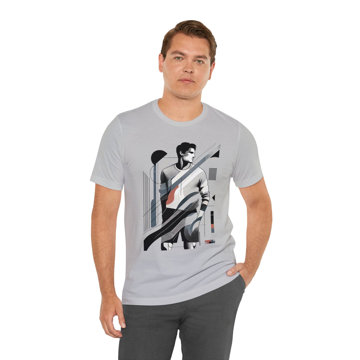 Stylish Man's Abstract Elegance Tee - Modern Art Cotton Top