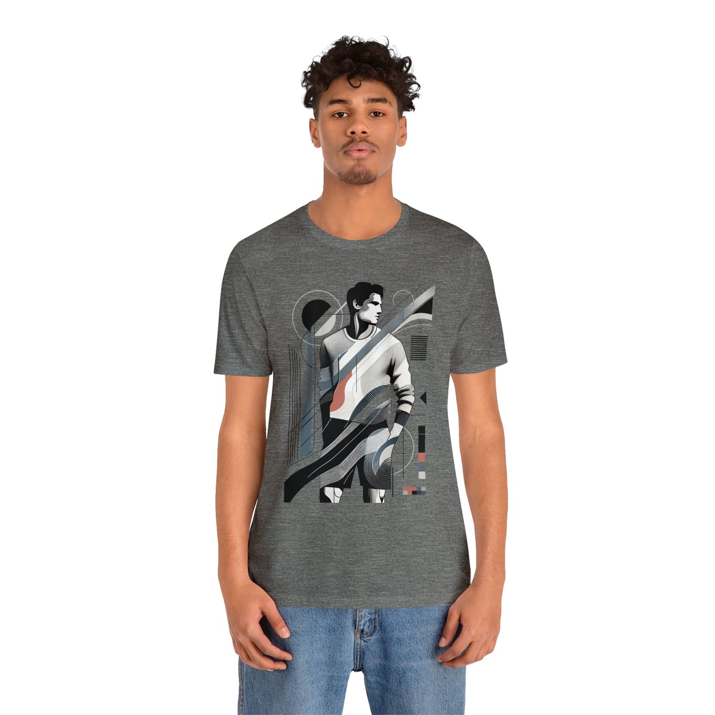 Stylish Man's Abstract Elegance Tee - Modern Art Cotton Top