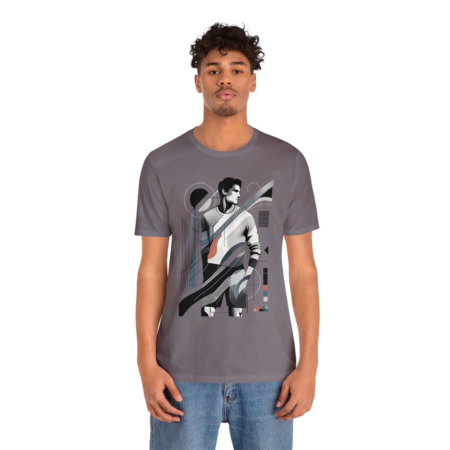 Stylish Man's Abstract Elegance Tee - Modern Art Cotton Top