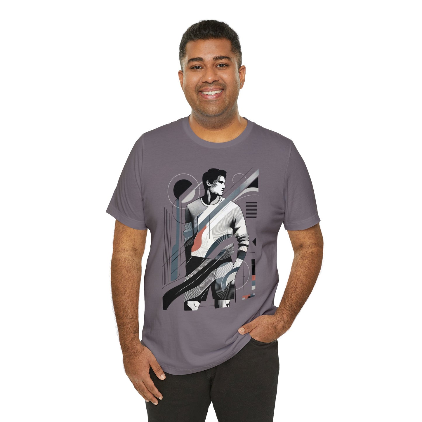 Stylish Man's Abstract Elegance Tee - Modern Art Cotton Top