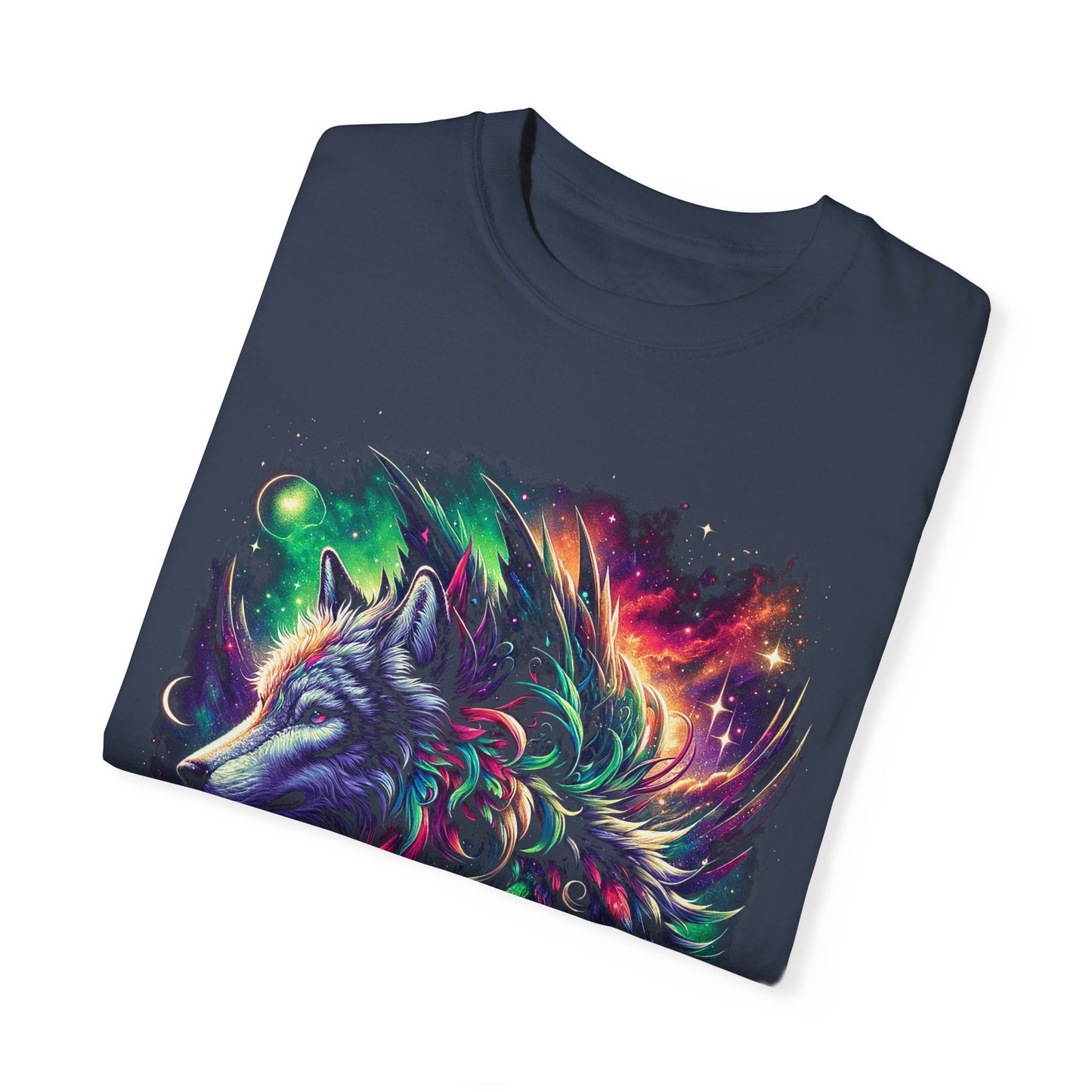 Galactic Wolf Spirit T-Shirt - Vibrant Unisex Cotton Tee