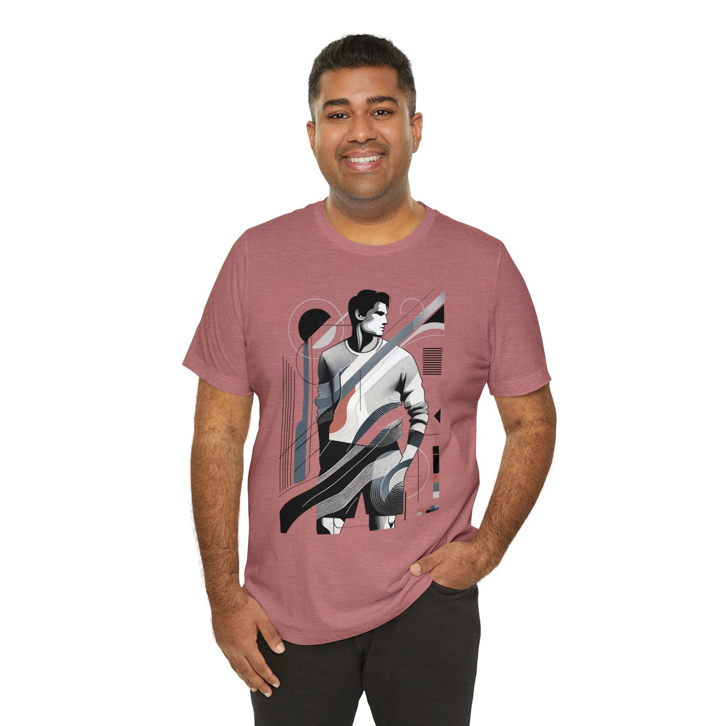 Stylish Man's Abstract Elegance Tee - Modern Art Cotton Top