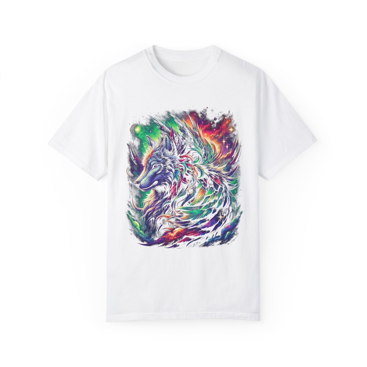 Galactic Wolf Spirit T-Shirt - Vibrant Unisex Cotton Tee