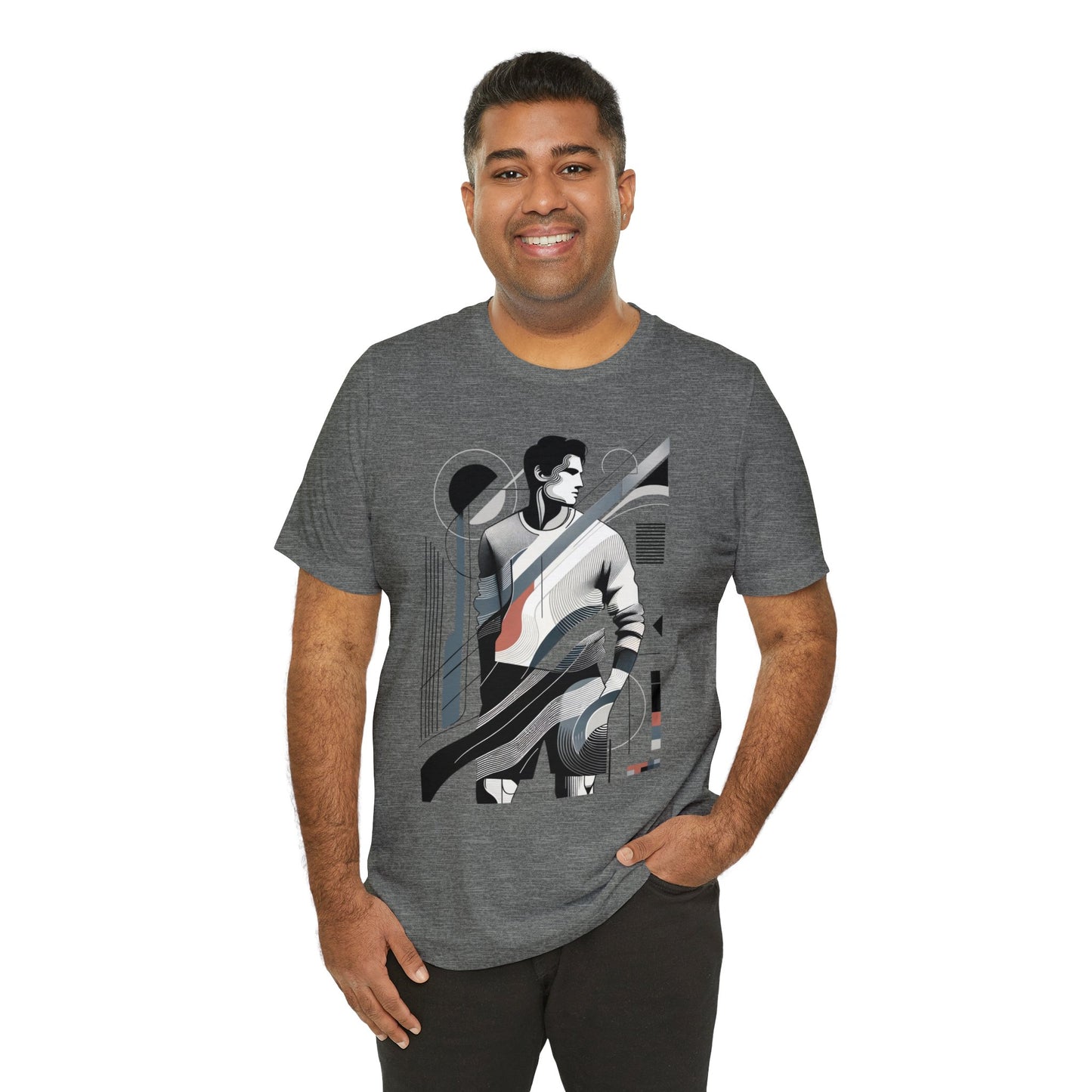 Stylish Man's Abstract Elegance Tee - Modern Art Cotton Top