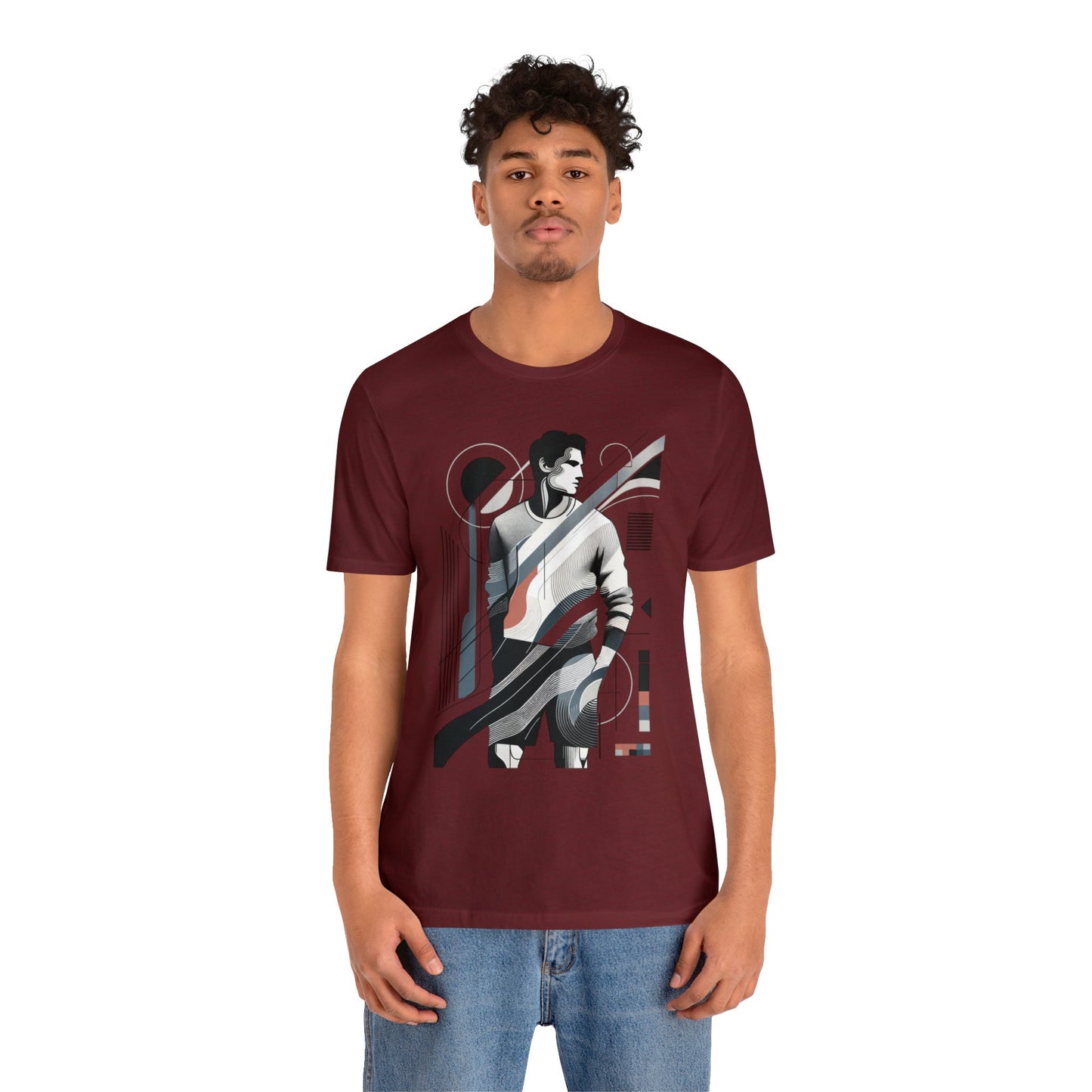 Stylish Man's Abstract Elegance Tee - Modern Art Cotton Top