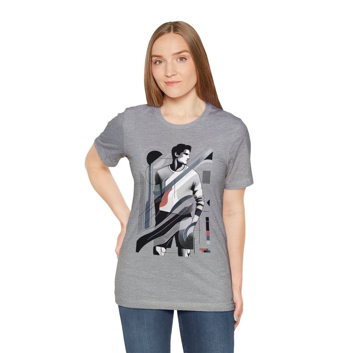 Stylish Man's Abstract Elegance Tee - Modern Art Cotton Top