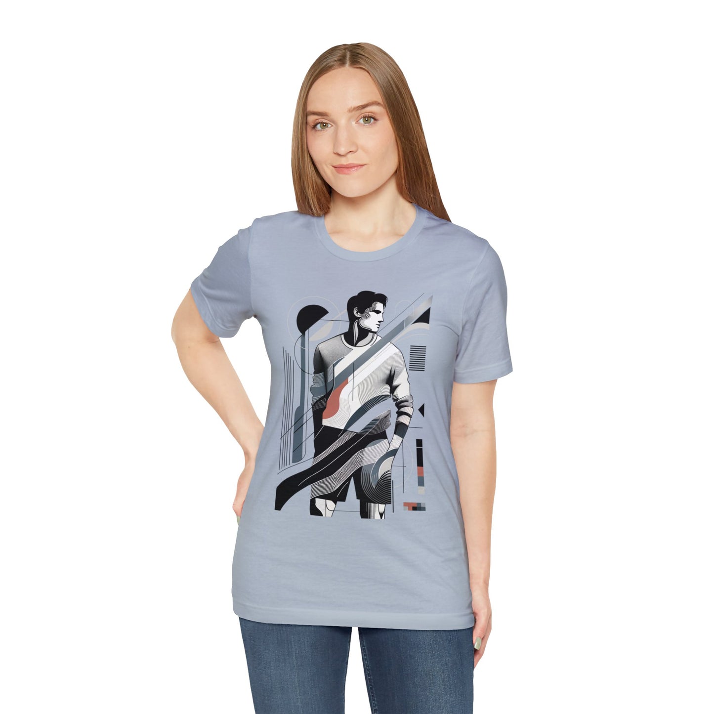 Stylish Man's Abstract Elegance Tee - Modern Art Cotton Top