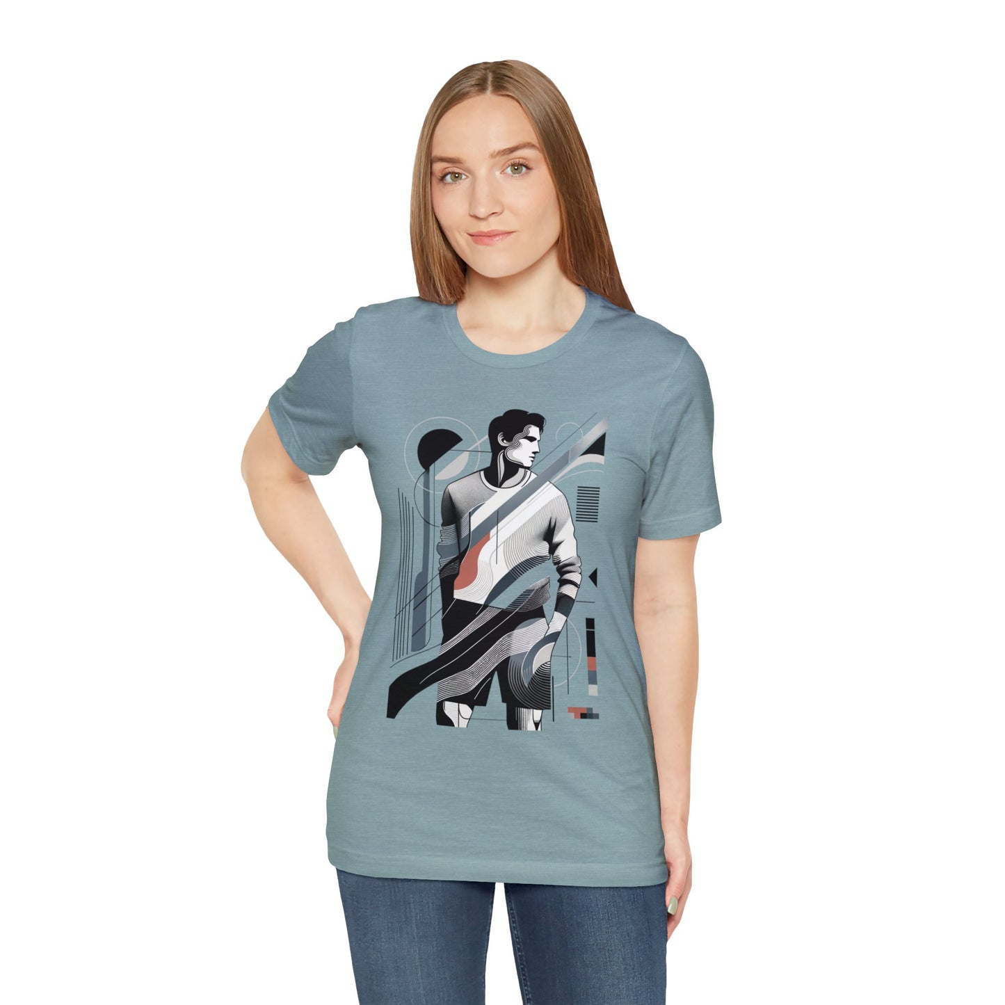 Stylish Man's Abstract Elegance Tee - Modern Art Cotton Top