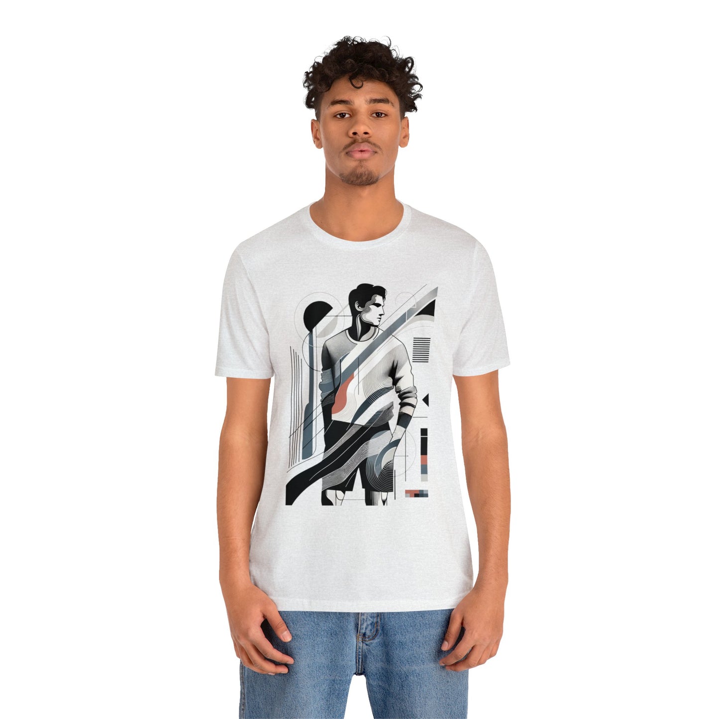 Stylish Man's Abstract Elegance Tee - Modern Art Cotton Top