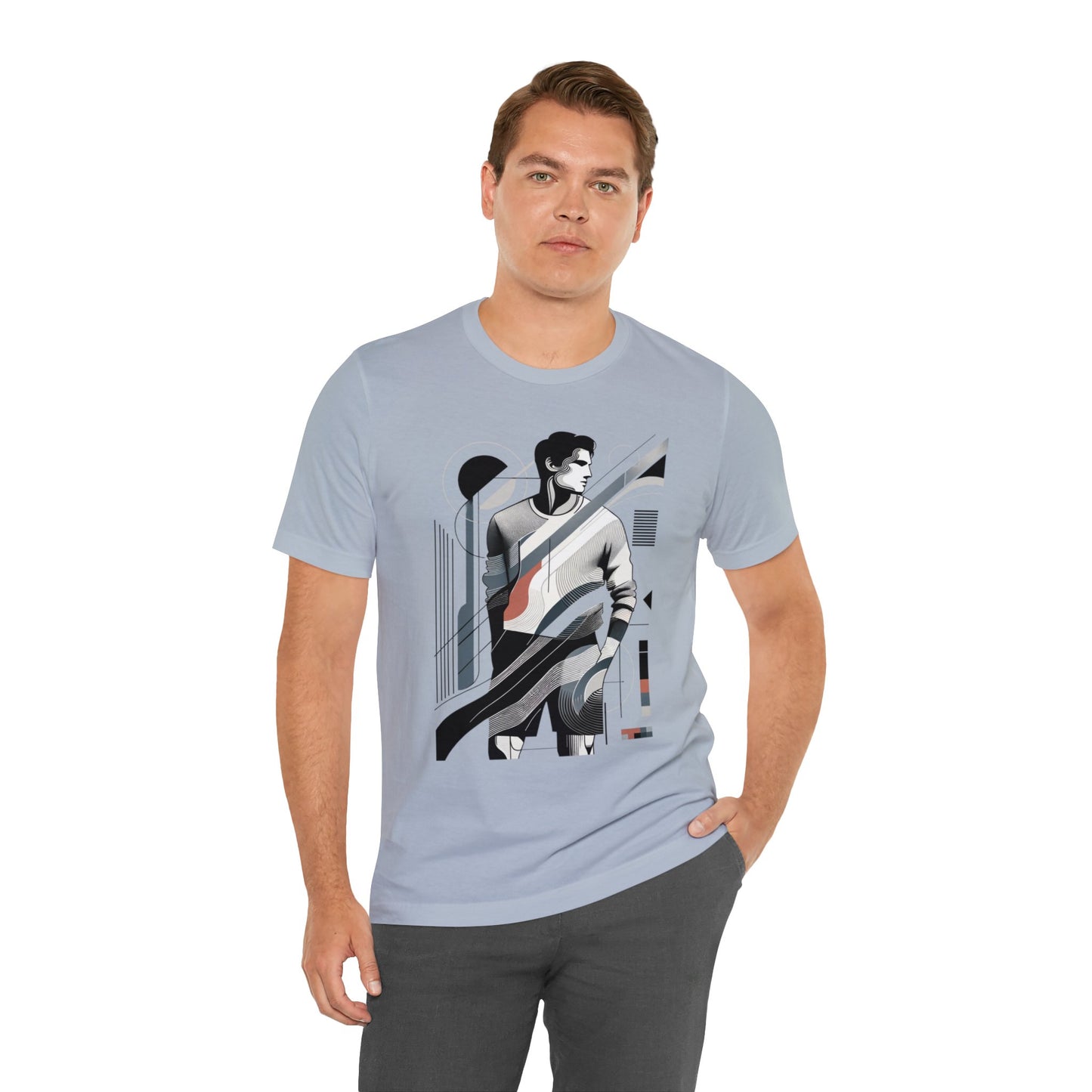 Stylish Man's Abstract Elegance Tee - Modern Art Cotton Top