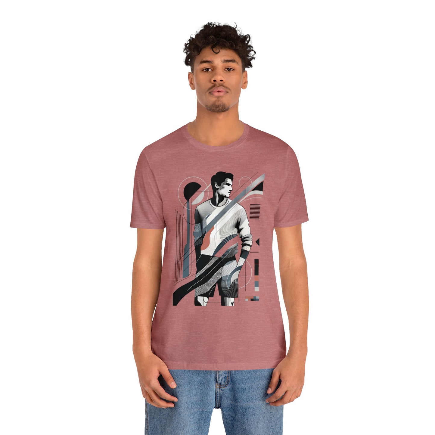 Stylish Man's Abstract Elegance Tee - Modern Art Cotton Top