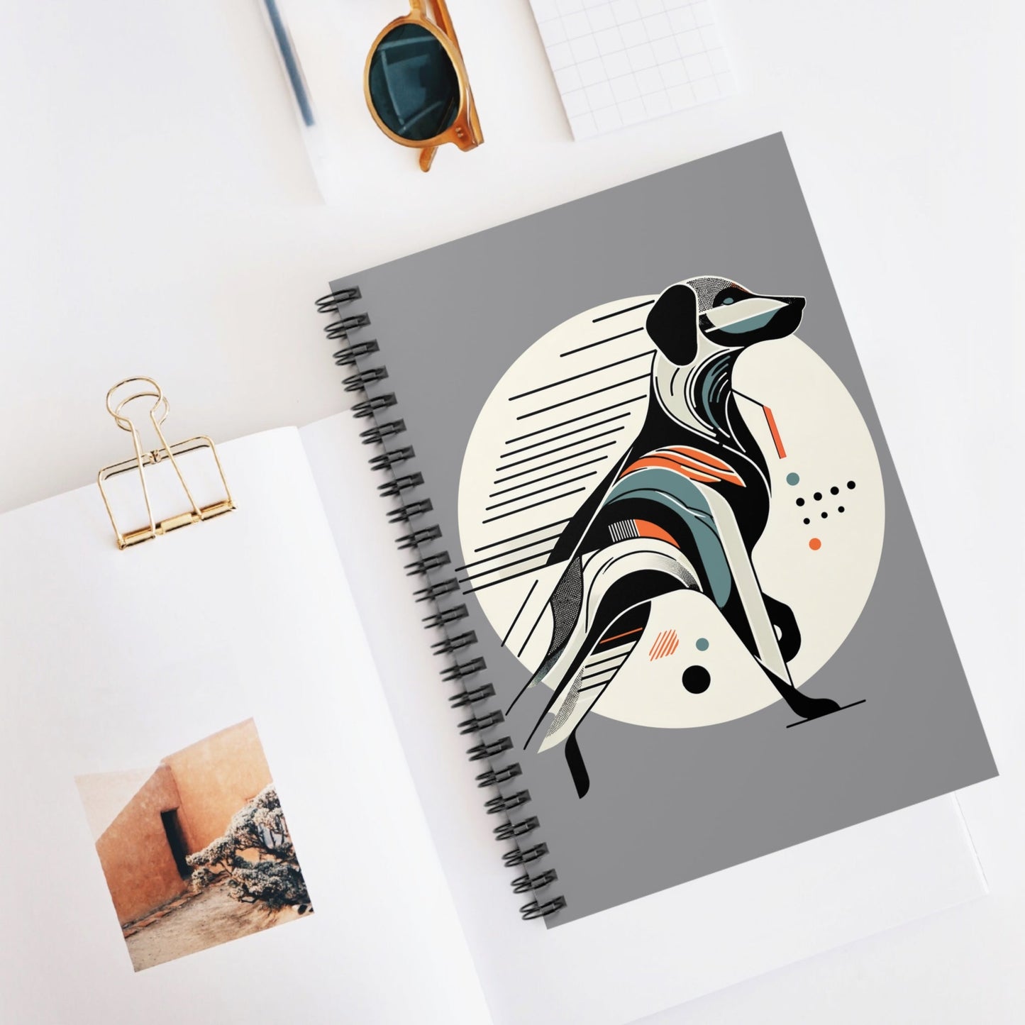 Art Deco Inspired Dog 118-Page Ruled Spiral Notebook - GG