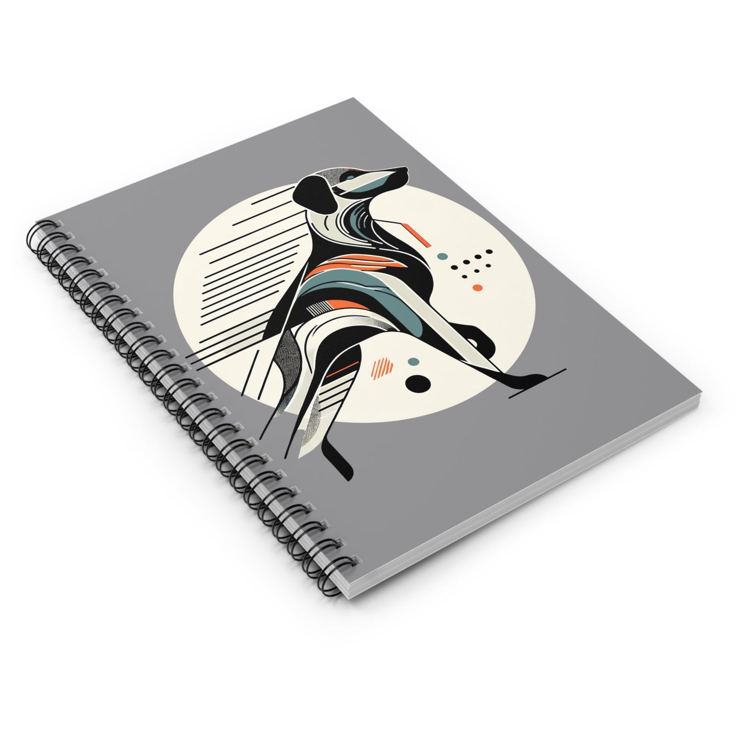 Art Deco Inspired Dog 118-Page Ruled Spiral Notebook - GG