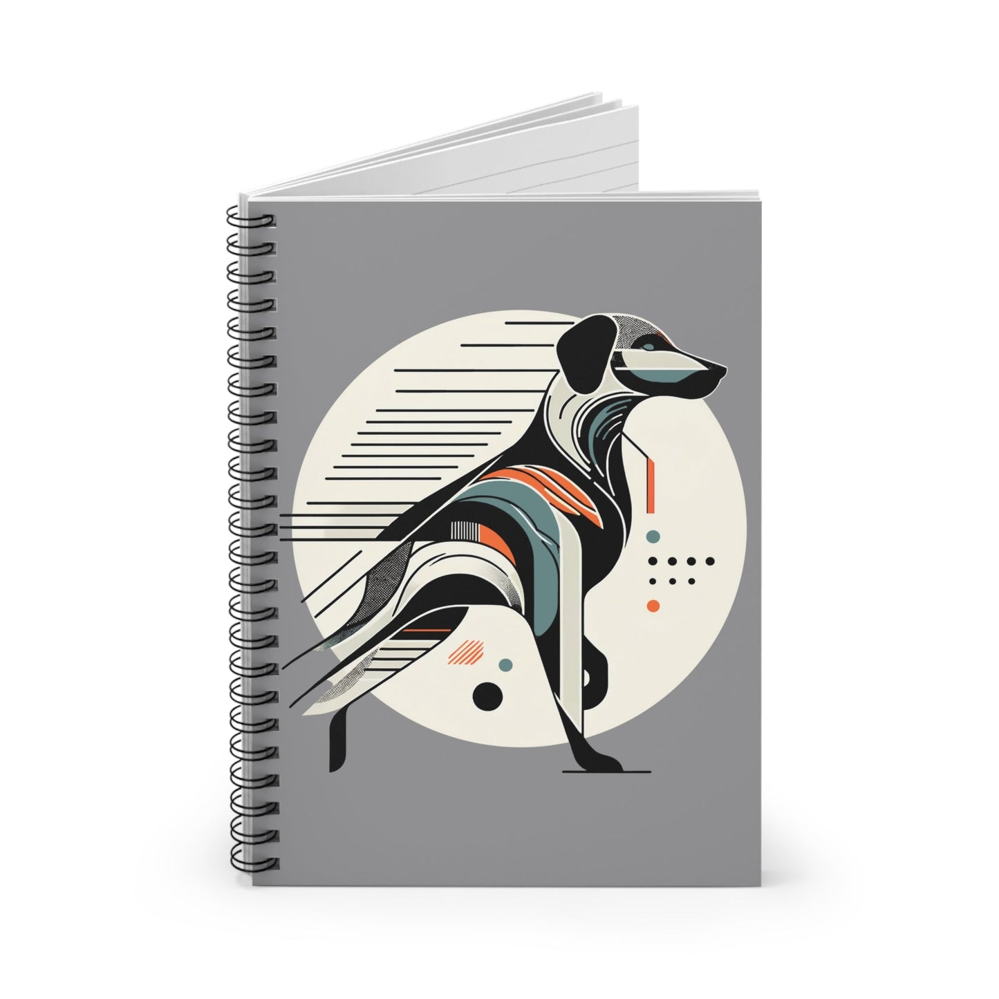 Art Deco Inspired Dog 118-Page Ruled Spiral Notebook - GG