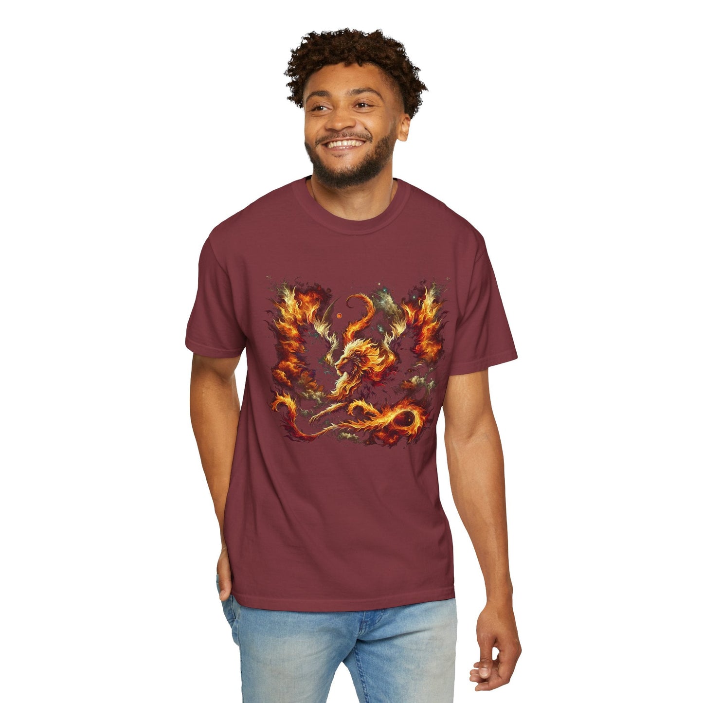 Astral Lion Fire T-Shirt: Unisex 100% Ring-Spun Cotton Comfort Fit Tee