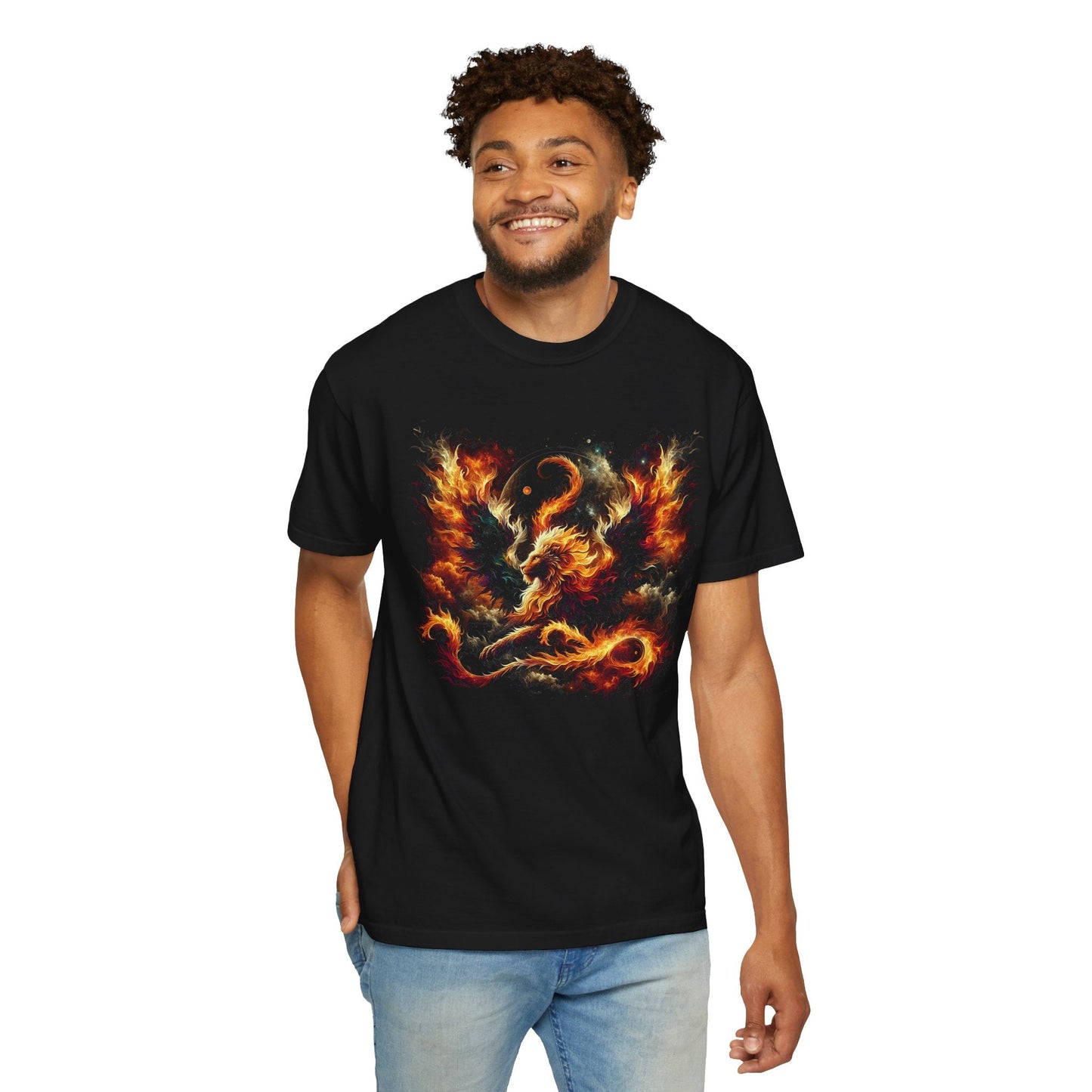 Astral Lion Fire T-Shirt: Unisex 100% Ring-Spun Cotton Comfort Fit Tee