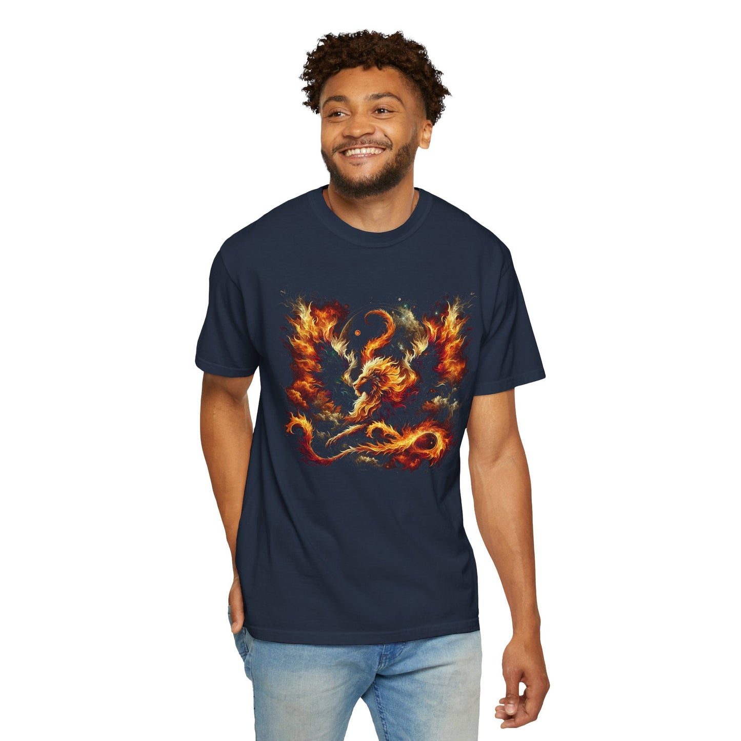 Astral Lion Fire T-Shirt: Unisex 100% Ring-Spun Cotton Comfort Fit Tee