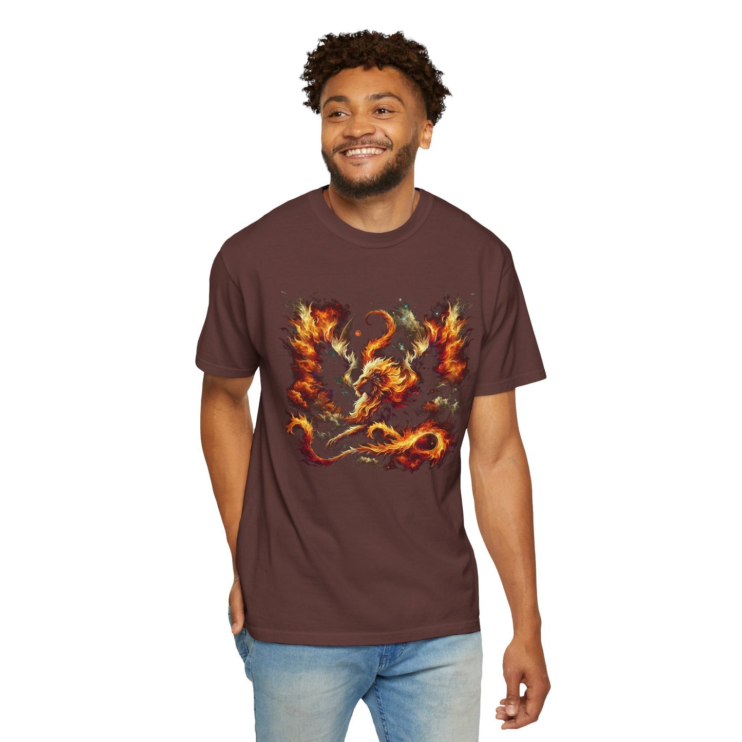 Astral Lion Fire T-Shirt: Unisex 100% Ring-Spun Cotton Comfort Fit Tee