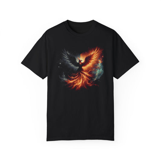 Cosmic Phoenix Resurgence Unisex T-Shirt - Comfort-Fit Ring-Spun Cotton Tee - GG