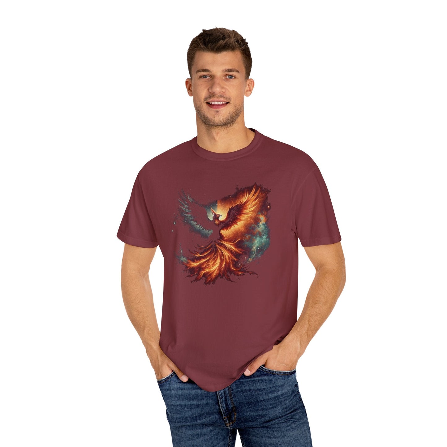 Cosmic Phoenix Resurgence Unisex T-Shirt - Comfort-Fit Ring-Spun Cotton Tee - GG